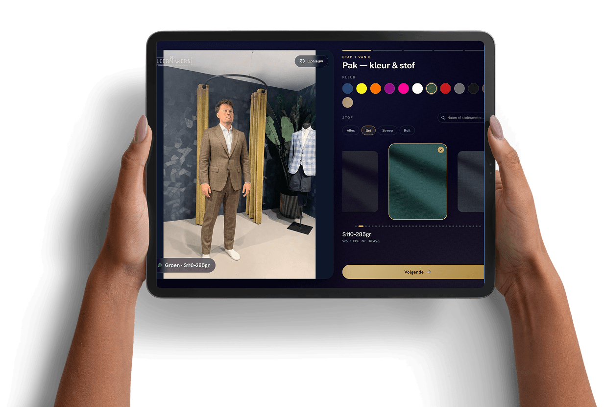 De configurator op een tablet
